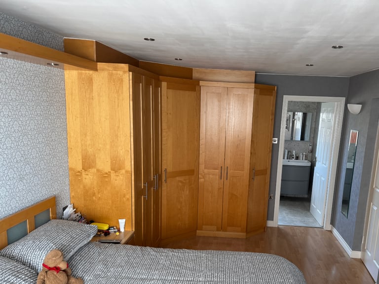 Maple solid wood built in wardrobes drawers/cupboards