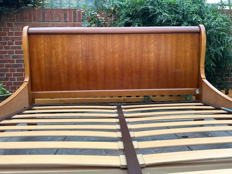 Wonderful French Exigence Couture NF Sleigh Cherrywood King Bed Frame – Good Condition 