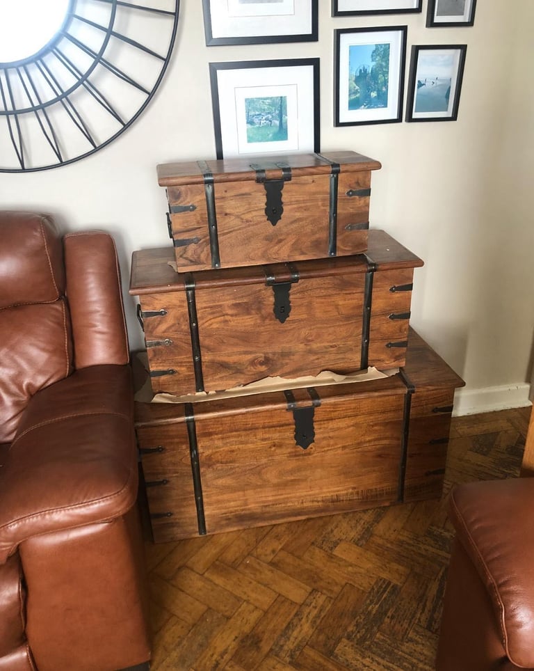 Set of 3 New Wooden Storage/Blanket Chests 