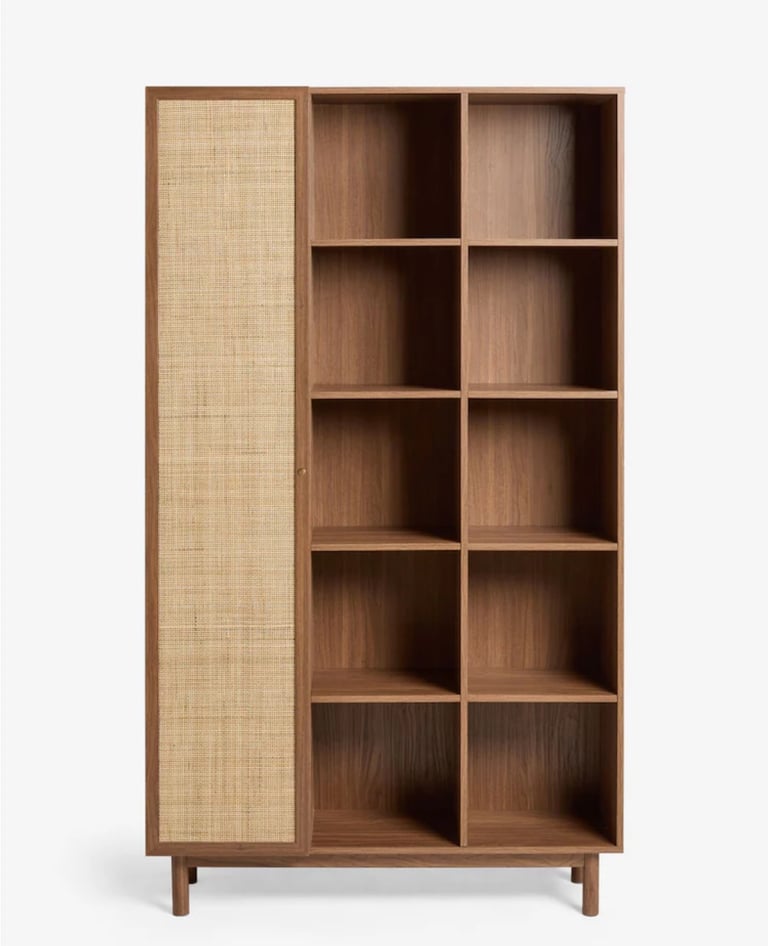 Dark Oak Rattan effect book case