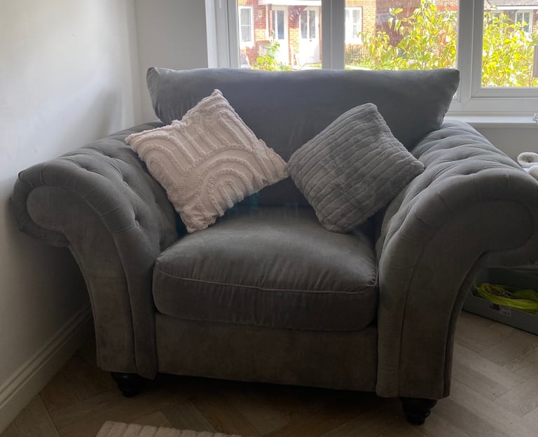 Large sofa, armchair and pouffe