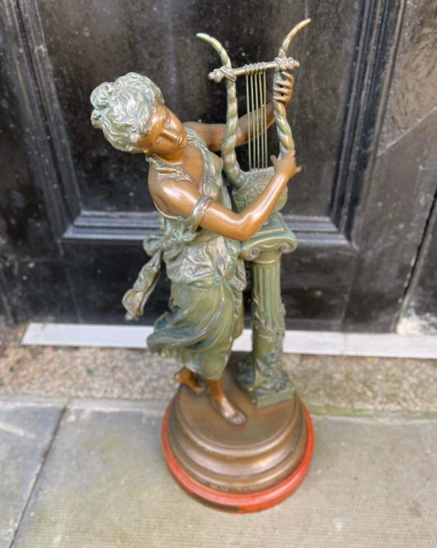 Bronze Figures Two Antique French Bronze Spelter Female Figures