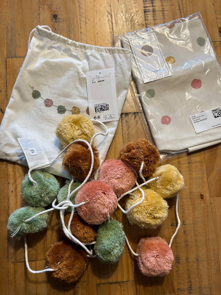 image for H & M Cushion Cover & Pom Pom Garland - New