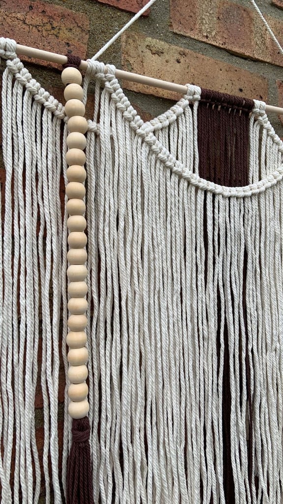 Boho Chic Macrame Wall Hanging with Wooden Beads