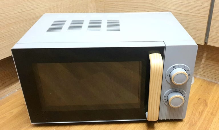 image for Microwave Nearly New in Grey and Natural Wood Effect. 
