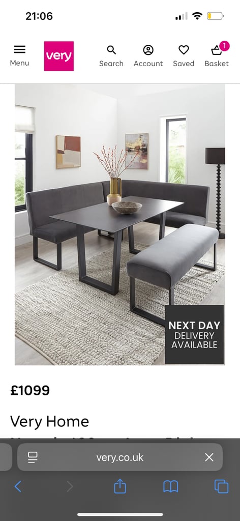 image for New - Nevada Corner Seat and Bench Dining Set - Grey  (no table £750)