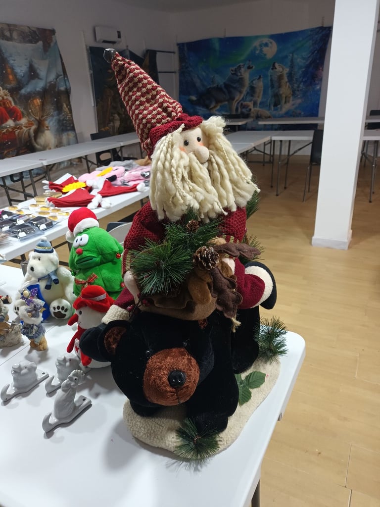 Christmas santa and bear .