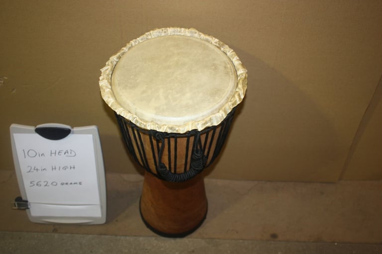 African Wooden Djembe Drum 10in Head x 24in High ~ Weight 5620 Grams ~ £75 ono