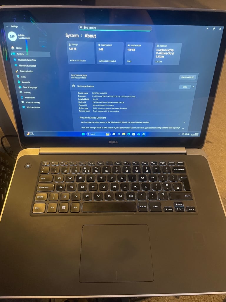 Dell Precision M3800 15.6 4K Touchscreen Laptop i7-4702HQ 2.30GHz 16GB RAM