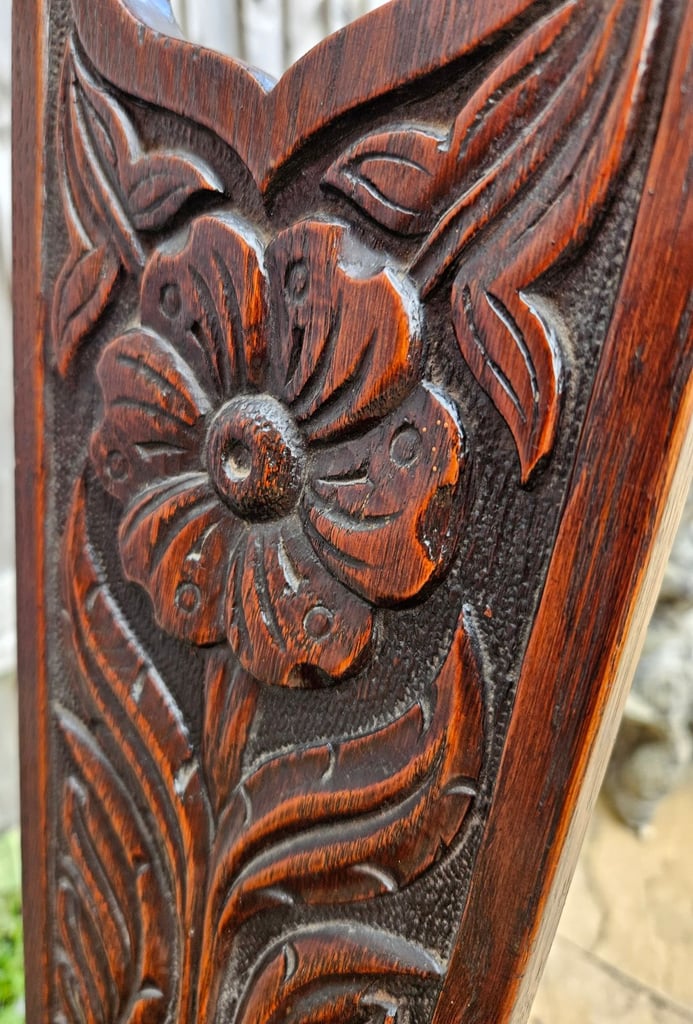 Antique Carved Oak Spinning Chair Circa 1910