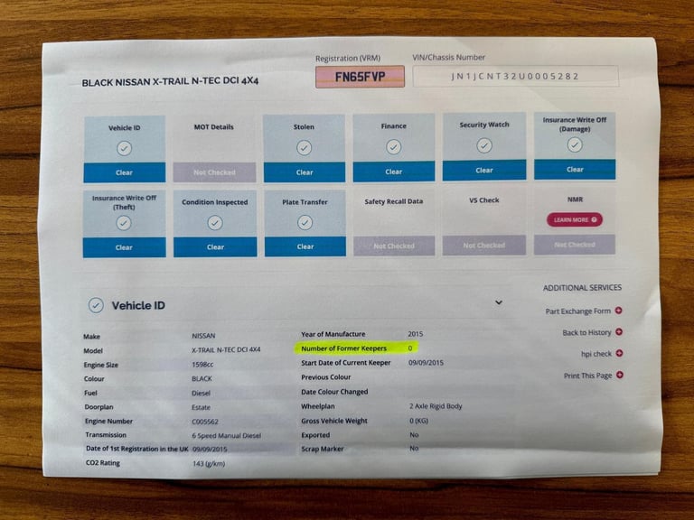 Nissan X-Trail 1.6 dCi N-Tec 4WD Euro 6 5dr (7 SEATER) DIESEL MANUAL 2015/65