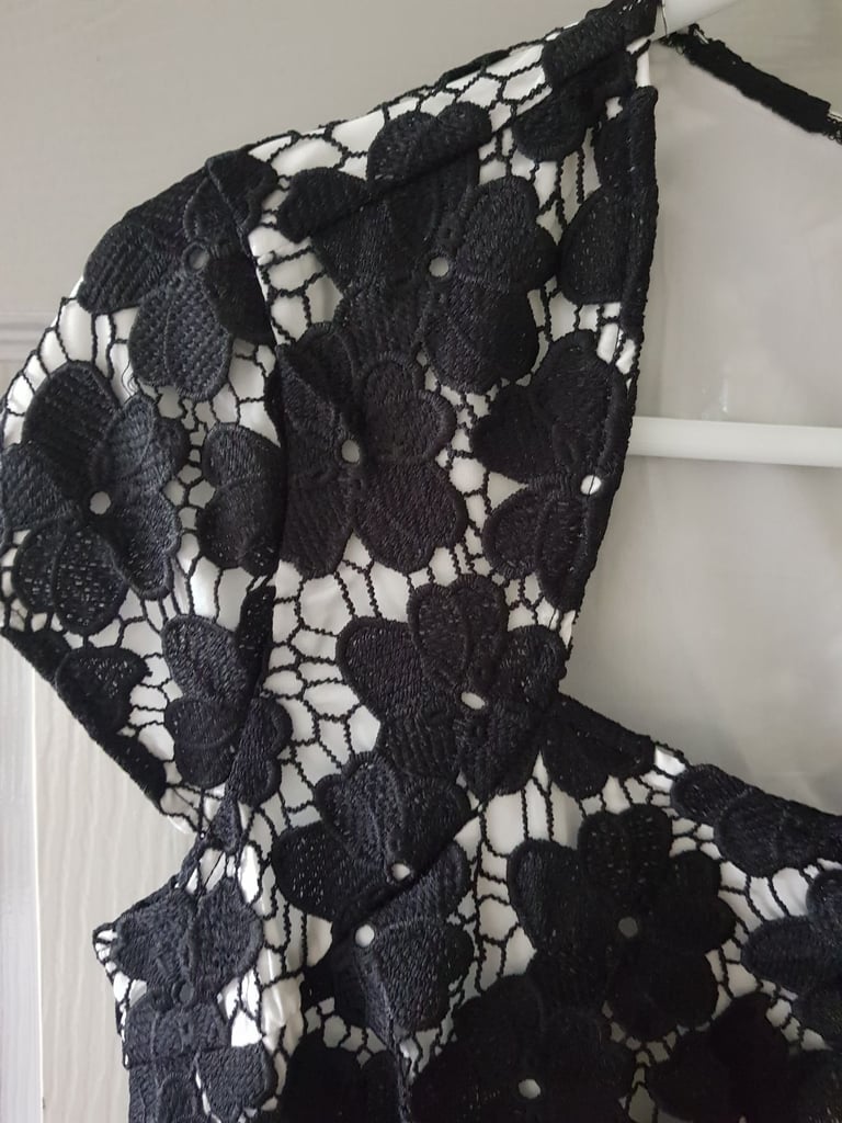 New. Black and White Lace Peplum Dress. Size 14. Kaleidoscope.