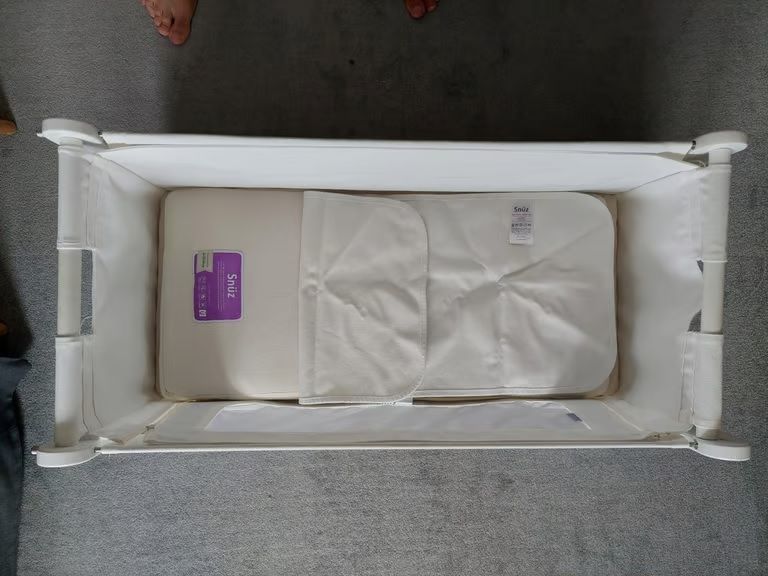 Cot Bed Snuzpod with mattress, SnuzPod2 Natural Crib Mattress & Waterproof Crib Mattress