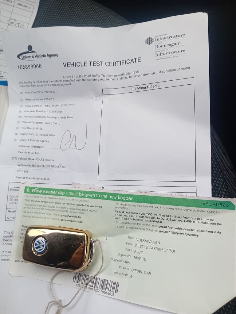 Volkswagen, BEETLE, Convertible, 2005, Manual, 1896 (cc), 2 doors 10 MONTHS MOT CERTIFICATE 💥