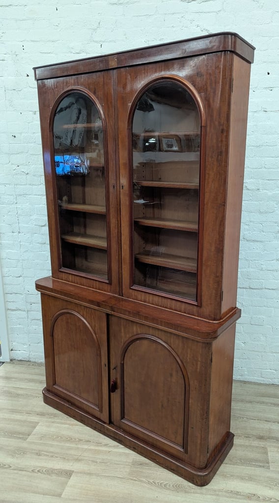 Victorian mahogany glazed bookcase over sideboard (DELIVERY AVAILABLE)