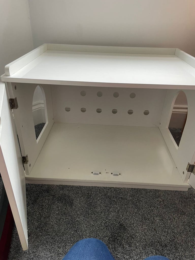 Litter Box Furniture Cat House, White, Large