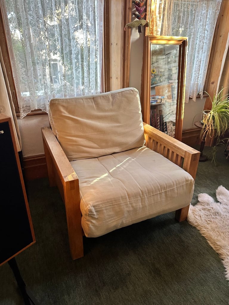 Single Seater Oak Sofa Bed - Rondo from the Futon Company