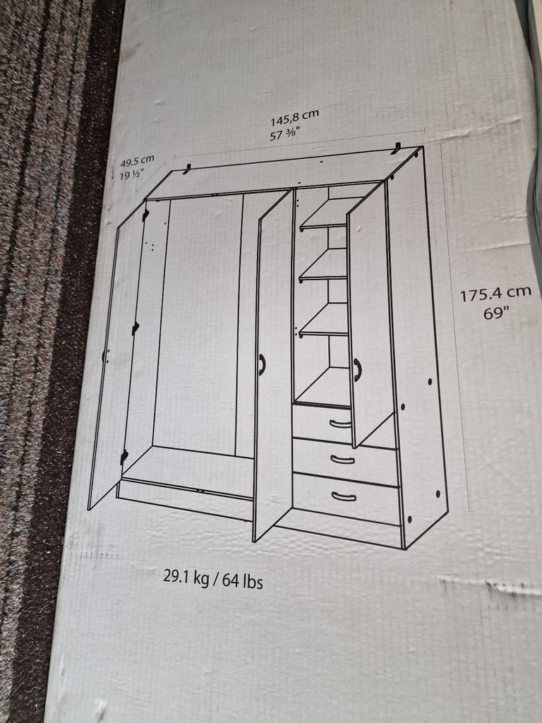 Lokken 3 door wardrobe - New