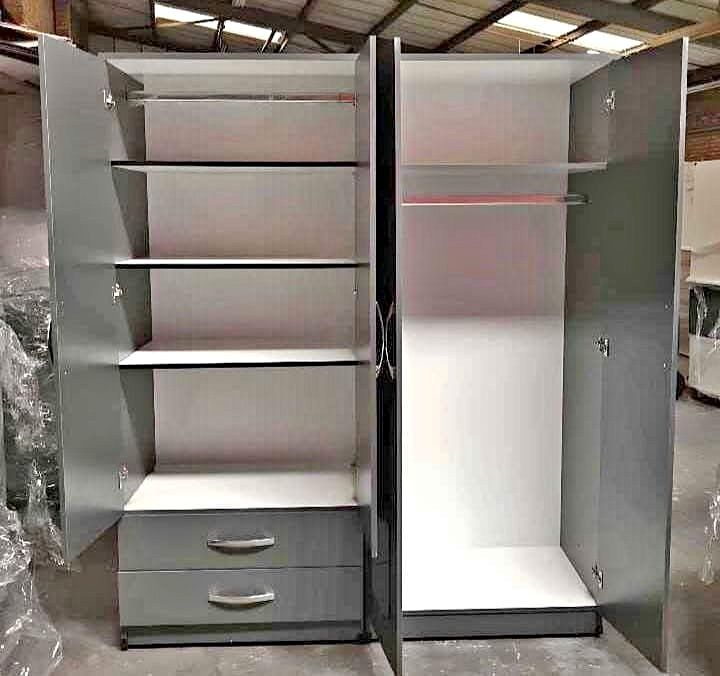 Modern Bedroom Furniture-Bedroom Suit Includes Wardrobe, Chest Of Drawers and Bedside Cabinet with H