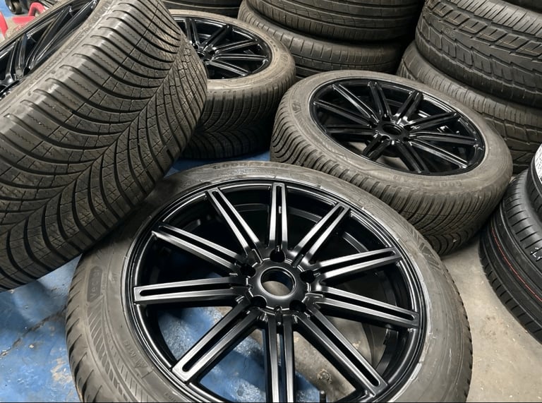 19 AXE ALLOY WHEELS ALLOYS RIMS GOODYEAR TYRES VW TRANSPORTER 5x120 ALL SEAON