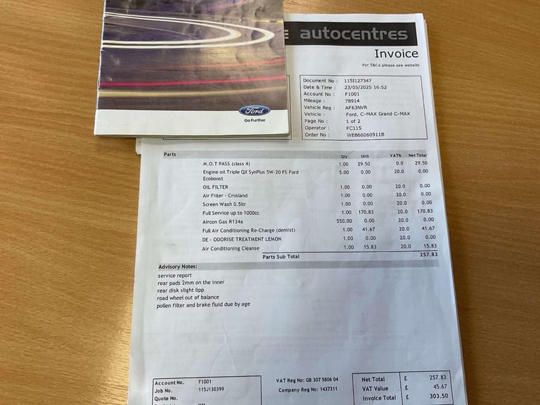 2013 Ford C-Max 1.0T EcoBoost Zetec Euro 5 (s/s) 5dr MPV Petrol Manual