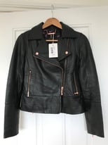 Ted Baker Lizia black biker jacket size 8 BRAND NEW £250