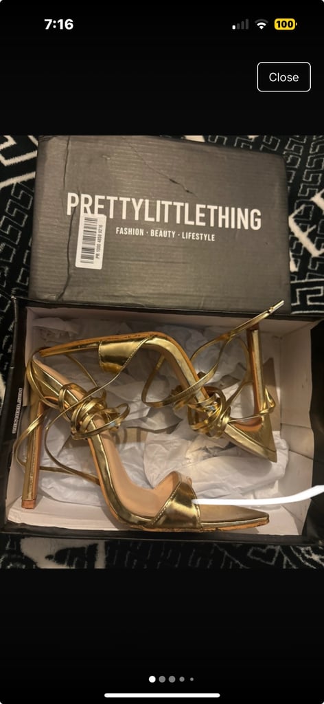 image for gold point toe lace up heels PLT 