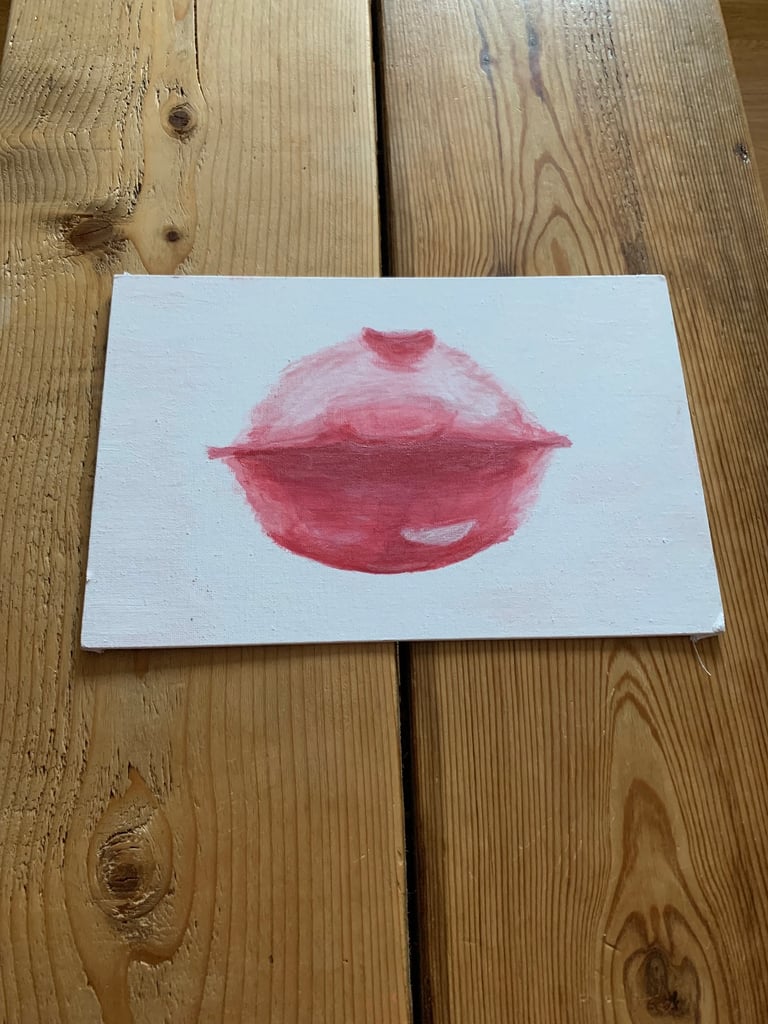 Local artist Layla Korean lips canvas painting 