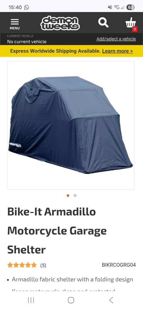 image for Motorcycle Shelter worth £230