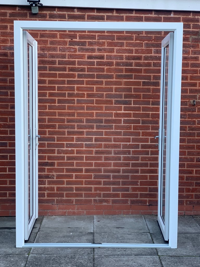 UPVC DOUBLE GLAZED FRENCH PATIO DOOR & KEYS 155.5cm WIDE 214cm HIGH Can Deliver