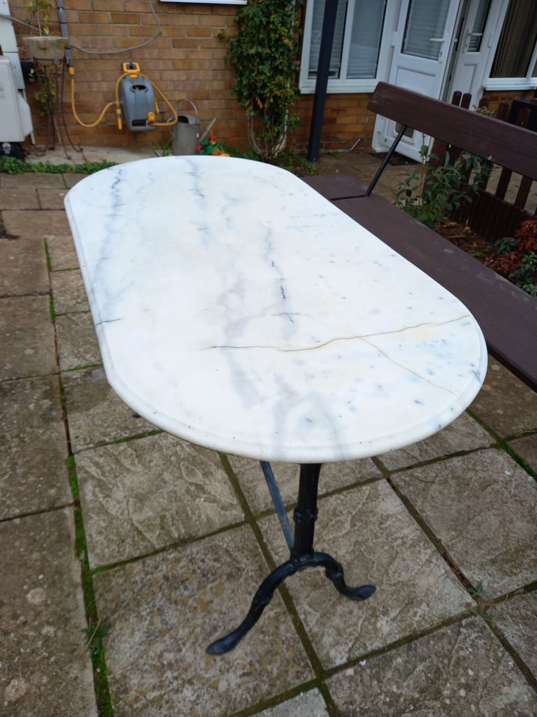 image for WROUGHT IRON TABLE WITH MARBLE TOP