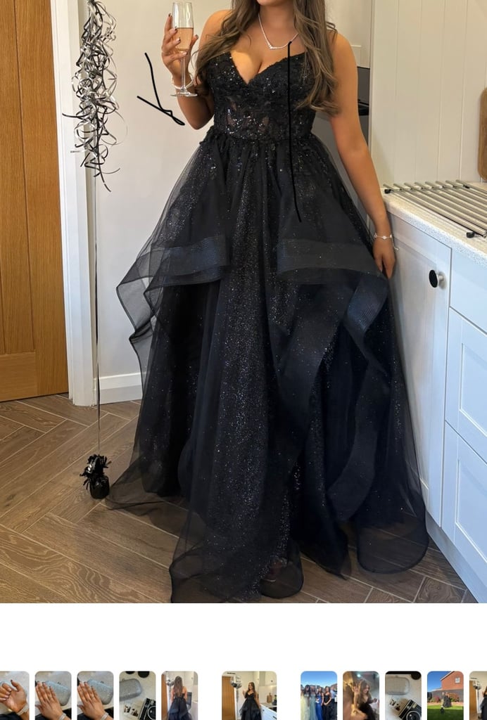 Formal, Prom, Debs Evening Black Ball Gown Dress 