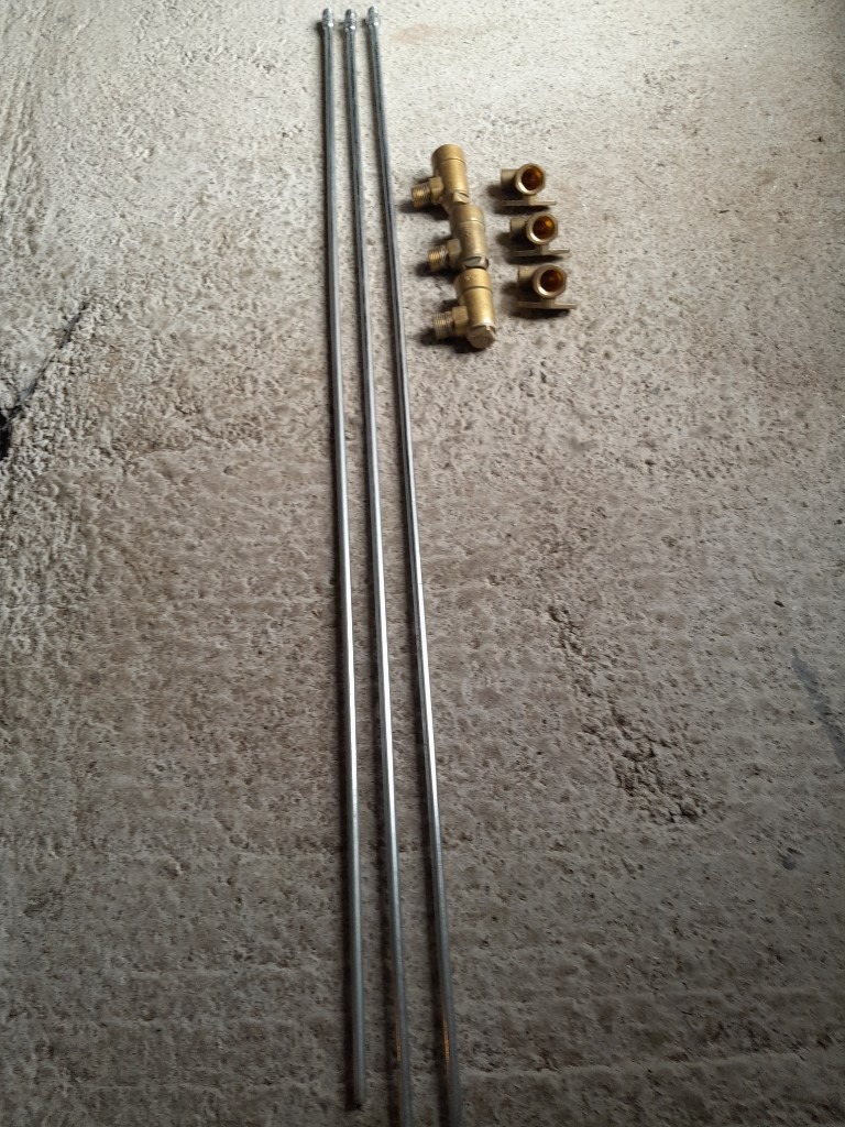  3 Gas Cooker Bayonets c/w Backplates and 3 x 8mm Chrome  Gas Fire Pipes, all new, unused