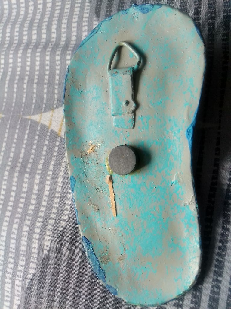 Vintage very collectable Grenada colourful painted clay flip flop good condition 