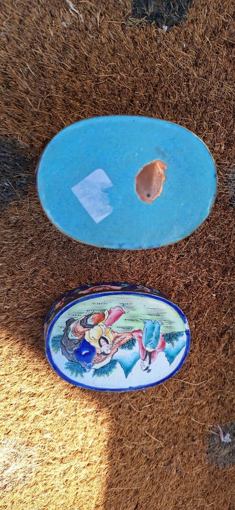 Antique Japanese Cloisonne Fire Glazed Enamel Pot