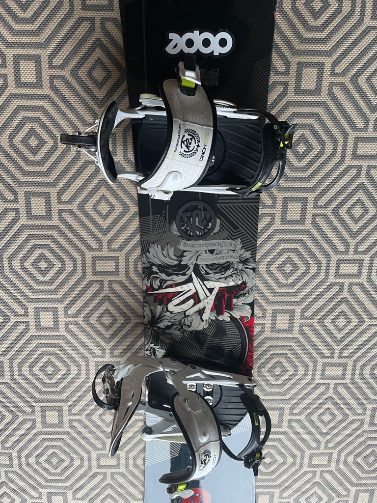 K2 Brigade wide snowboard and bindings 