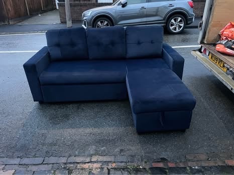 Corner sofa 🛋bed 🛌with storage reversible blue dark brand new available delivery extra cost