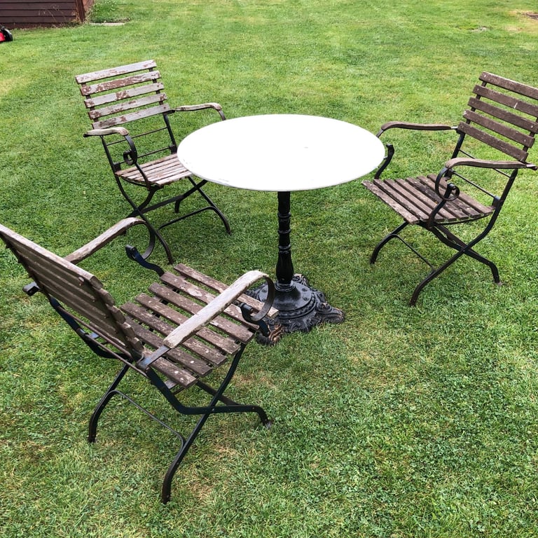 19th Century French Style Garden Table Italian Marble Top Outdoor