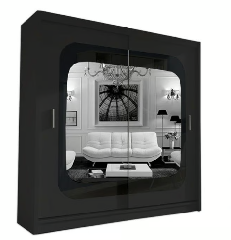 Brand New - Chelsea Mirror Sliding Door Wardrobe - Black- SAME/NEXT DAY DELIVERY