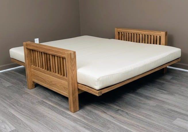 futon company Double Sofa Bed 3 Panel MATTRESS timeless design oak complements various decor styles