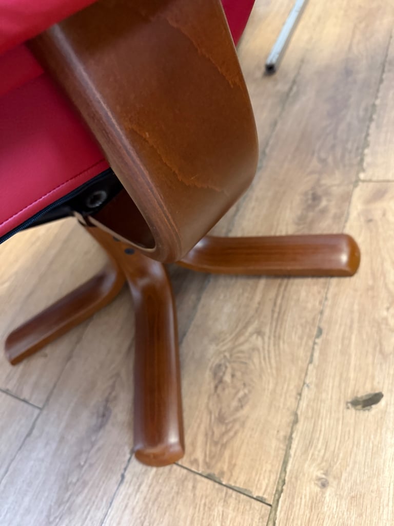 Red leather recliner chair 