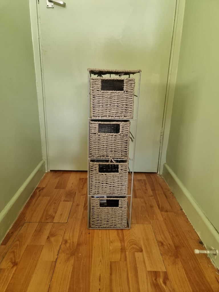 image for Metal Rack with Wicker Baskets 