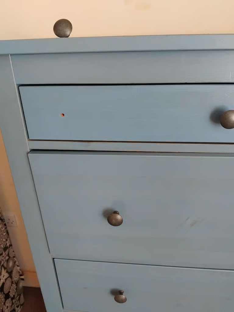 A Very Large, Tall and Heavy, Light Blue Wooden Chest of 6 Drawers, for Bedroom or Other Rooms