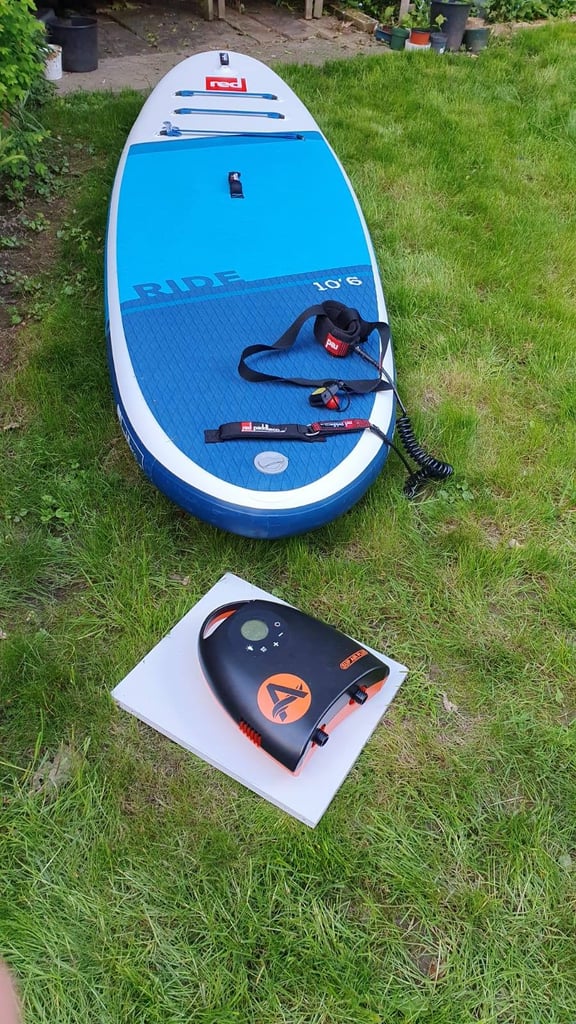 image for CLASSIC 'RED 10.6 RIDE'  PADDLE BOARD WITH MANY EXTRAS -  FANTASTIC CONDITION
