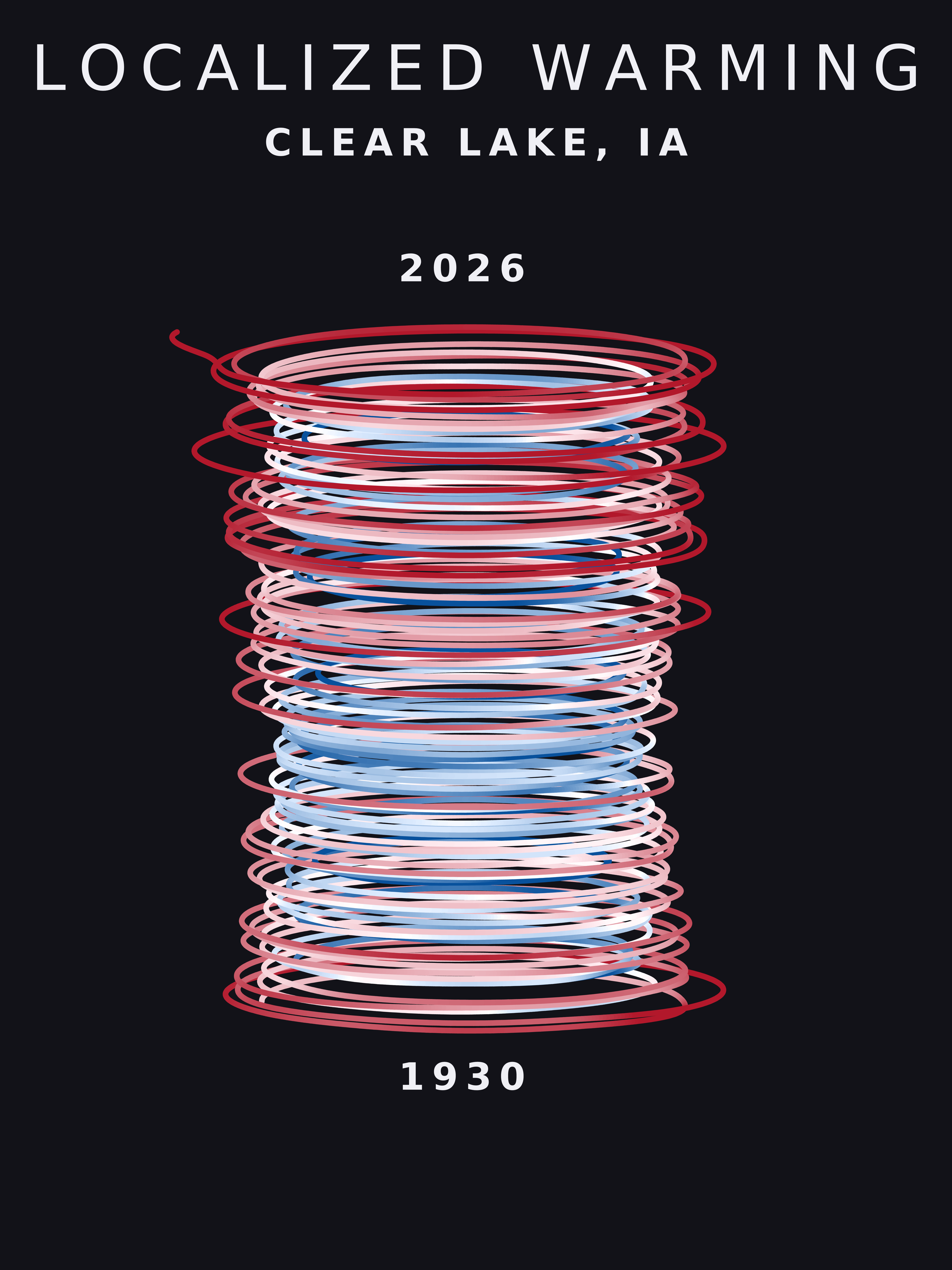 Temperature anomaly spiral for Clear Lake, Iowa