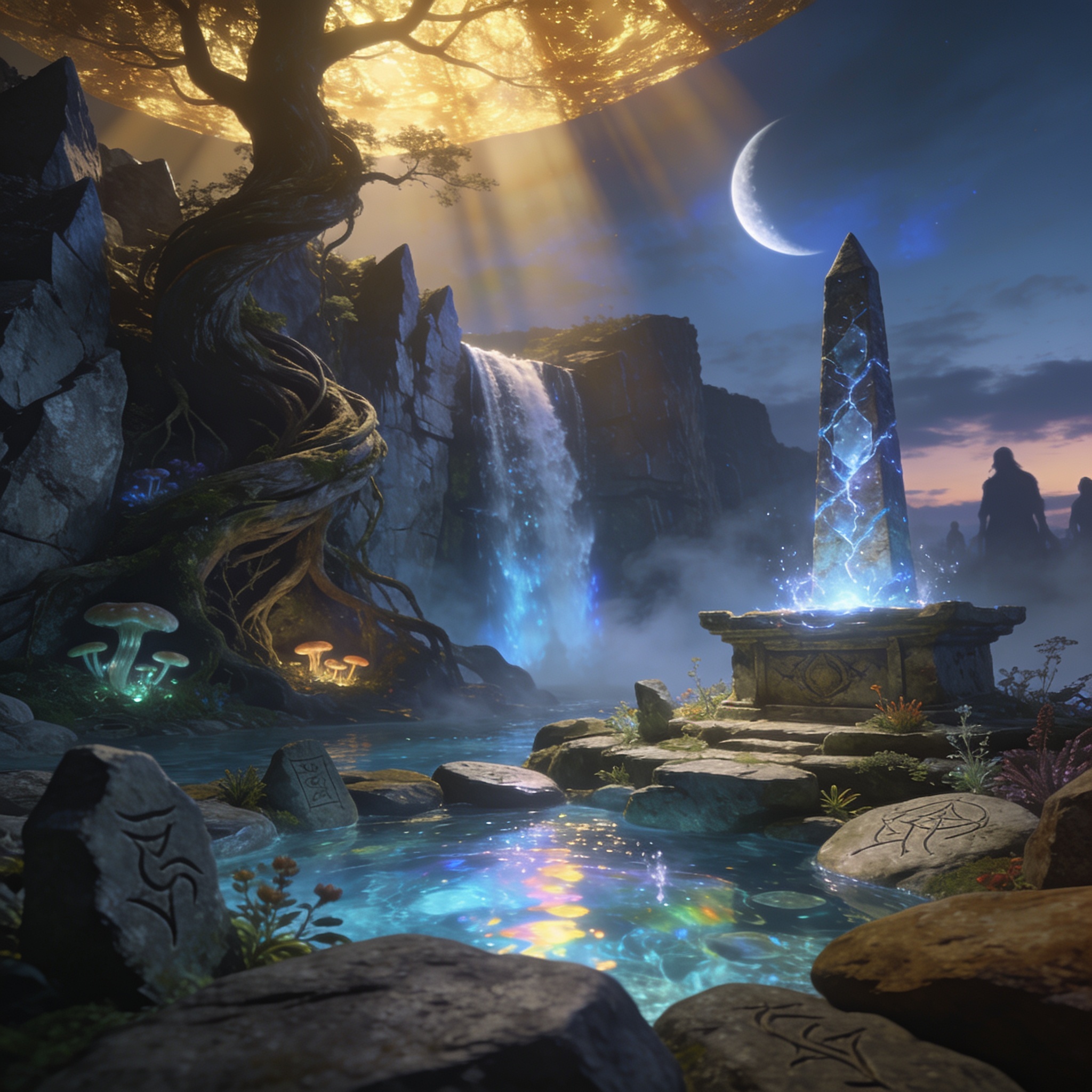 Concept art for Echoing Waterfalls of the Abyssal Hollow