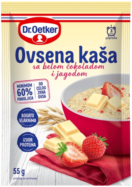 Dr. Oetker Ovsena kaša jagoda bela čokolada 55g