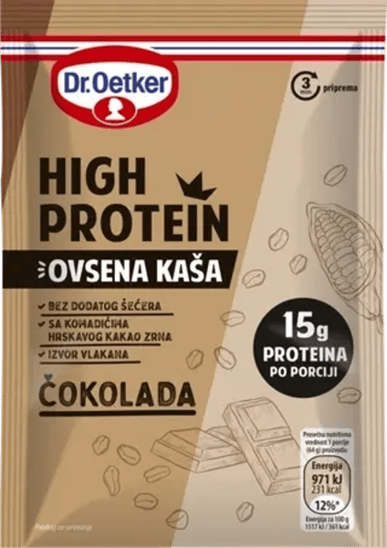 Dr. Oetker Ovsena kaša high protein čokolada 64g