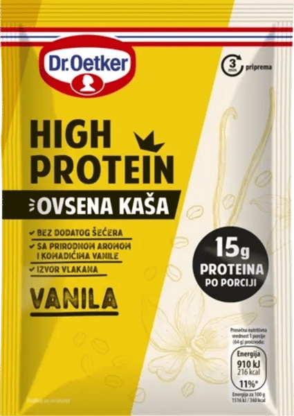 Dr. Oetker Ovsena kaša high protein vanila 64g