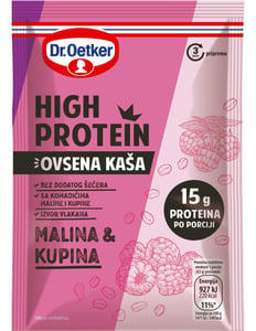 Dr. Oetker Ovsena kaša high protein malina i kupina 63g